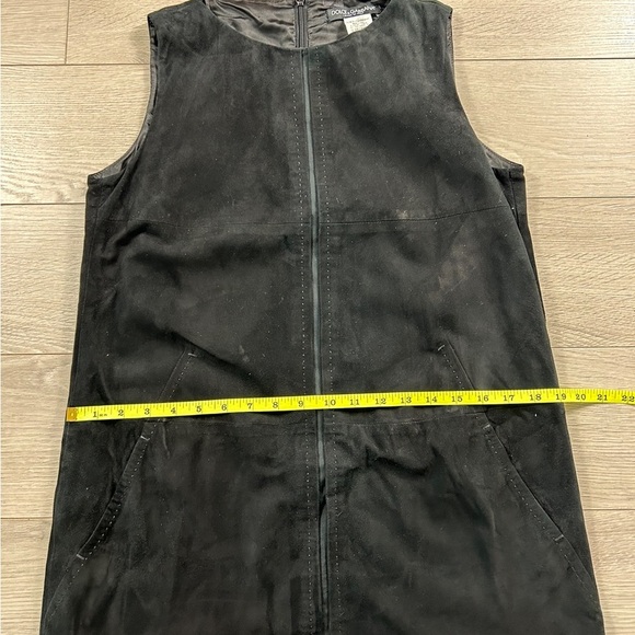 Dolce & Gabbana Black Suede Crew Neck Knee Length Dress - Picture 12 of 13